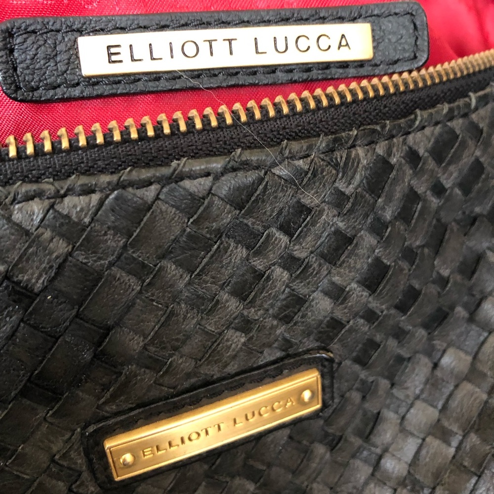 Elliott Lucca Leather Woven Satchel in black - Picture 7 of 8